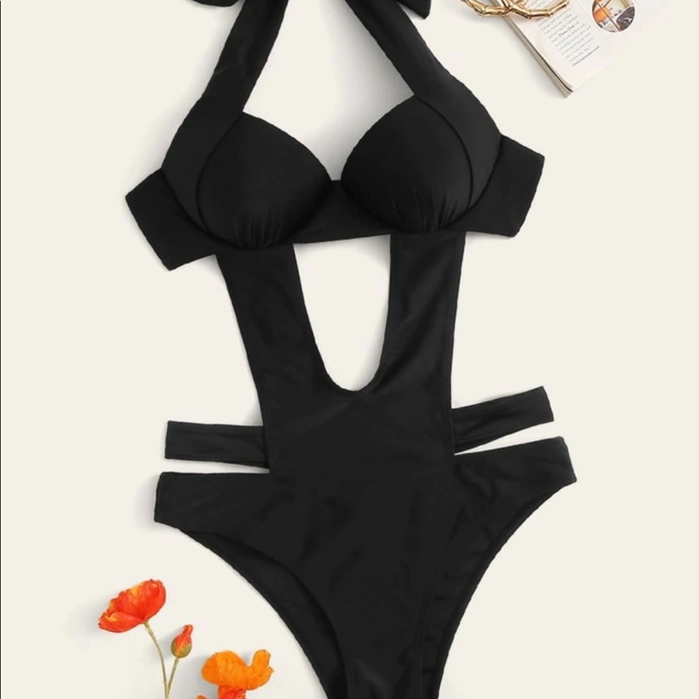 Elegant Black Women Swim One Piece